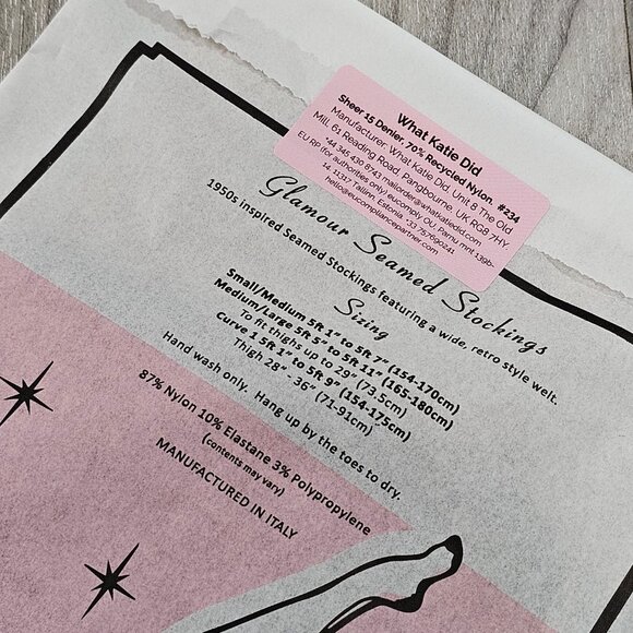 What Katie Did Glamour Sheer Contrast Seamed Stockings, Champagne / Black - Picture 11 of 14